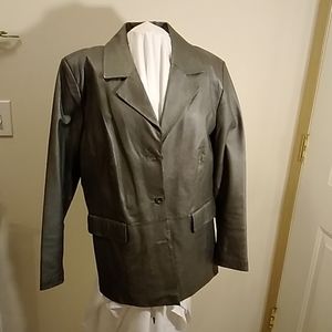 Leather coat dark gray